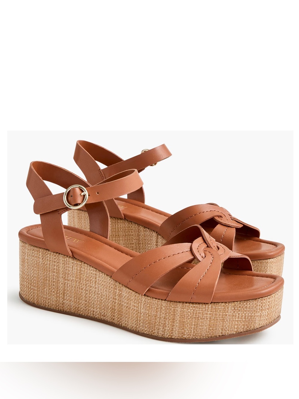 J.Crew Factory Wedge Platform Sandals | English Saddle | Size 10.5
